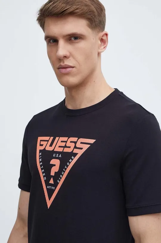 czarny Guess t-shirt QUEENCIE Męski