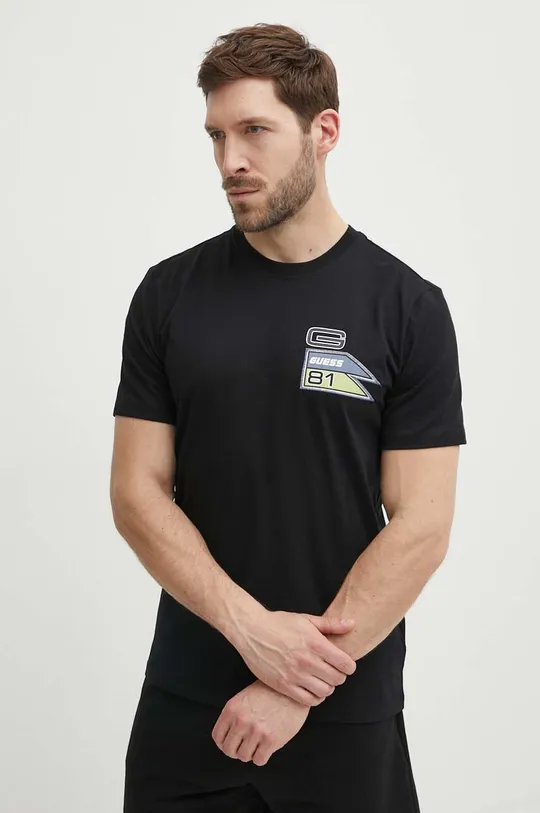 czarny Guess t-shirt bawełniany OZRIC