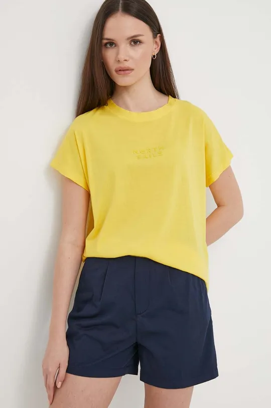 κίτρινο Βαμβακερό μπλουζάκι North Sails Γυναικεία