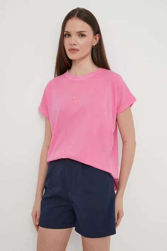 ροζ Βαμβακερό μπλουζάκι North Sails Γυναικεία