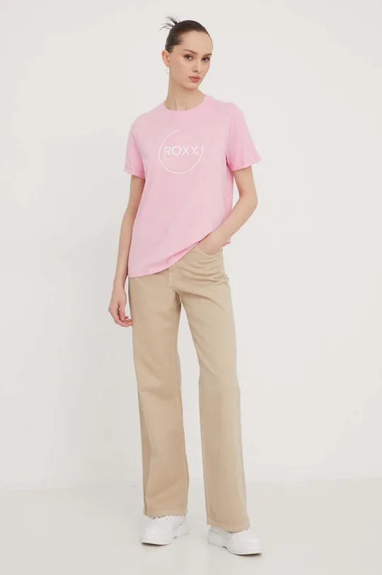Bavlnené tričko Roxy ružová