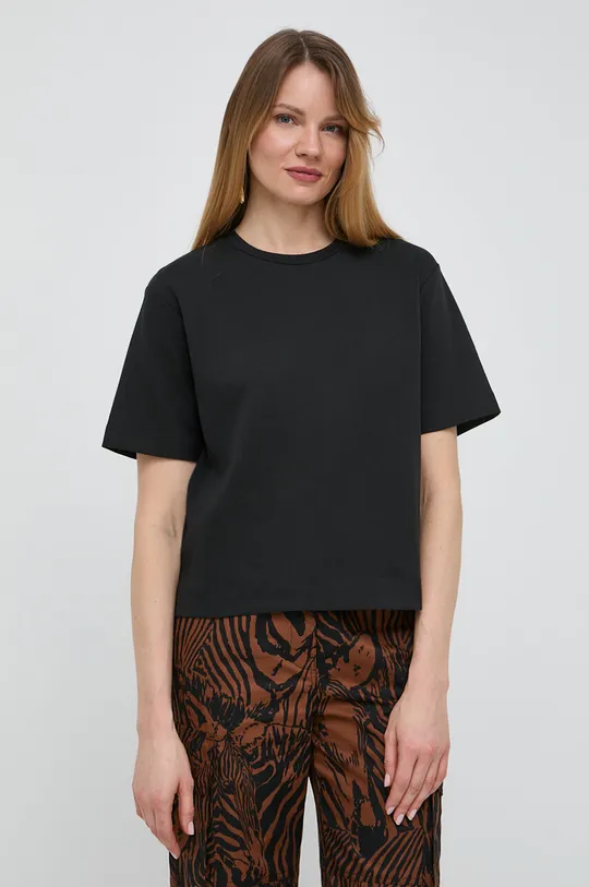 czarny Weekend Max Mara t-shirt bawełniany