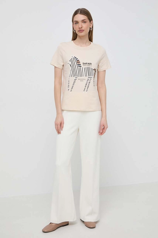 Weekend Max Mara t-shirt bawełniany beżowy