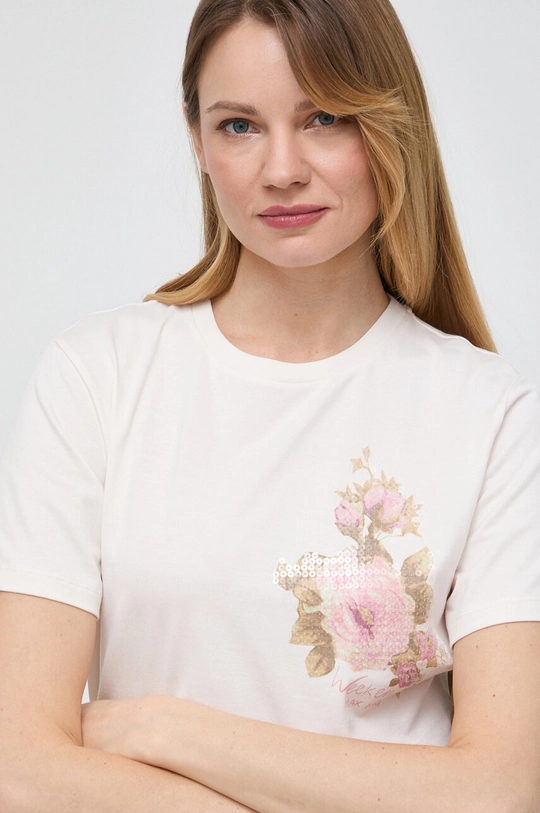 beżowy Weekend Max Mara t-shirt bawełniany