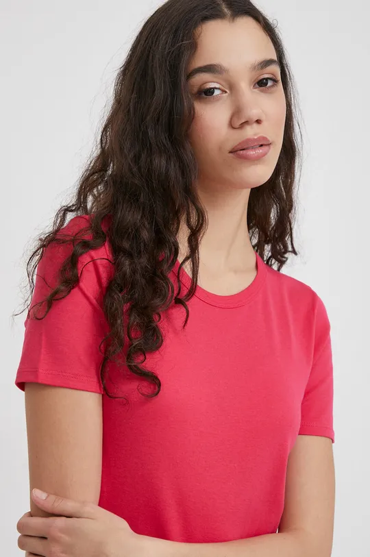 roza Pamučna majica United Colors of Benetton Ženski