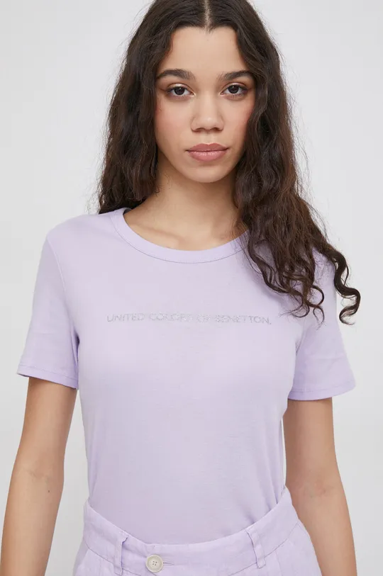 fioletowy United Colors of Benetton t-shirt bawełniany