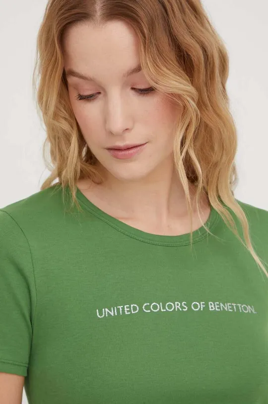 зелёный Хлопковая футболка United Colors of Benetton Женский