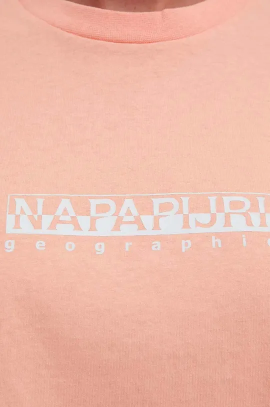 oranžna Bombažna kratka majica Napapijri