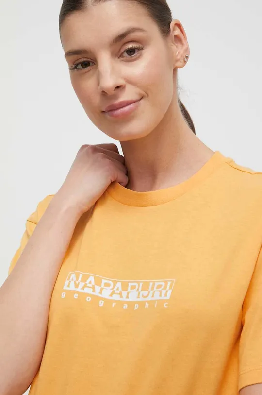 κίτρινο Βαμβακερό μπλουζάκι Napapijri S-Box