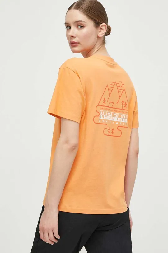 oranžna Bombažna kratka majica Napapijri Ženski