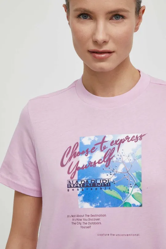 różowy Napapijri t-shirt bawełniany S-Yukon
