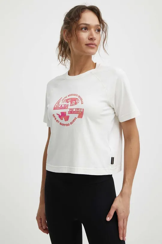 μπεζ Βαμβακερό μπλουζάκι Napapijri S-Aberdeen Γυναικεία