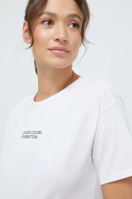 λευκό Βαμβακερό t-shirt United Colors of Benetton