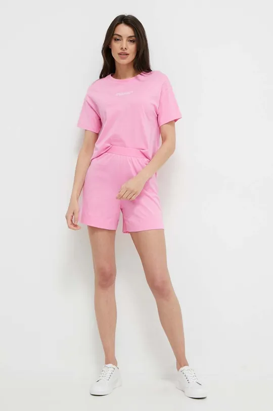 Pamučna homewear majica kratkih rukava United Colors of Benetton roza