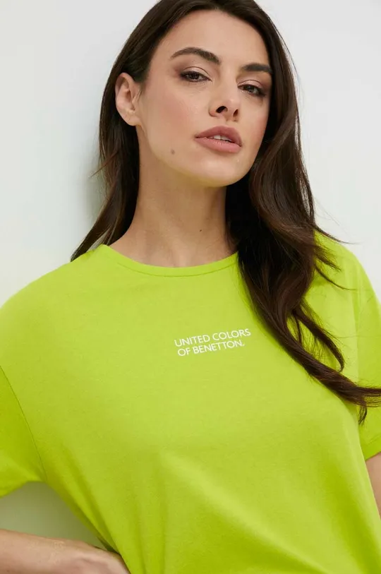 πράσινο Βαμβακερό t-shirt United Colors of Benetton