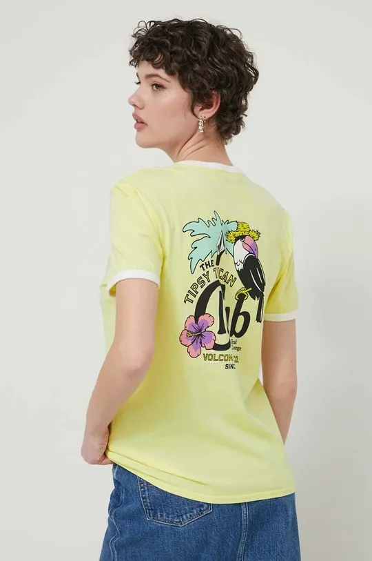 κίτρινο Βαμβακερό μπλουζάκι Volcom Γυναικεία