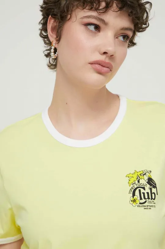 κίτρινο Βαμβακερό μπλουζάκι Volcom