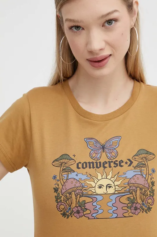 hnedá Bavlnené tričko Converse