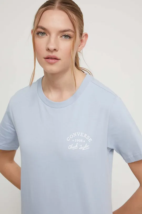 niebieski Converse t-shirt bawełniany Damski