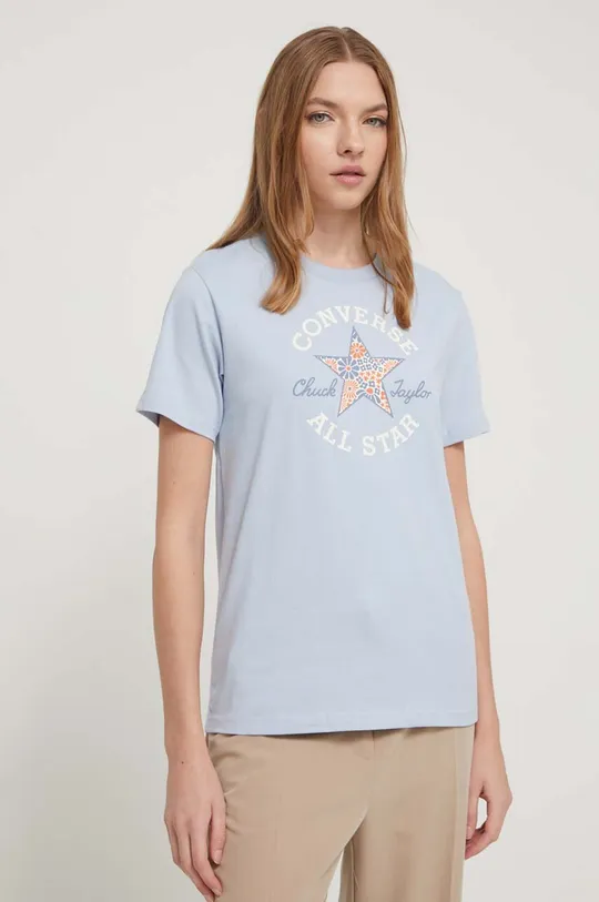 блакитний Бавовняна футболка Converse Жіночий