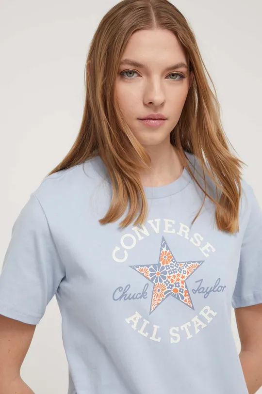 голубой Хлопковая футболка Converse