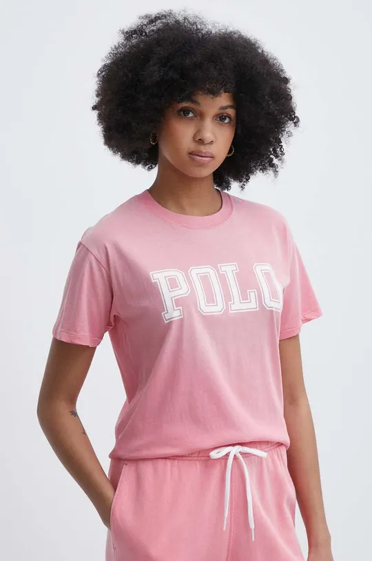 ροζ Βαμβακερό μπλουζάκι Polo Ralph Lauren Γυναικεία