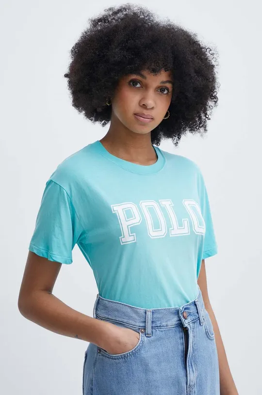 τιρκουάζ Βαμβακερό μπλουζάκι Polo Ralph Lauren Γυναικεία