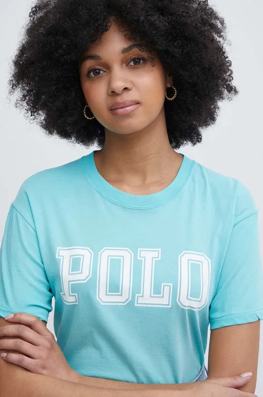 бирюзовый Хлопковая футболка Polo Ralph Lauren