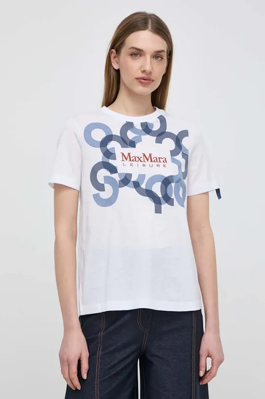 λευκό Βαμβακερό μπλουζάκι Max Mara Leisure Γυναικεία