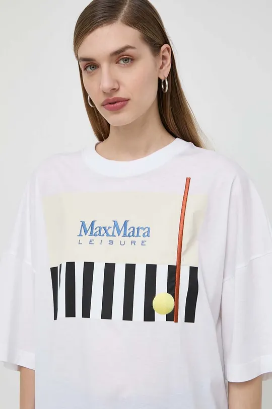 bela Bombažna kratka majica Max Mara Leisure
