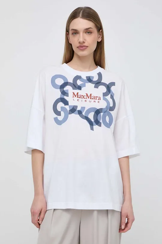 bela Bombažna kratka majica Max Mara Leisure