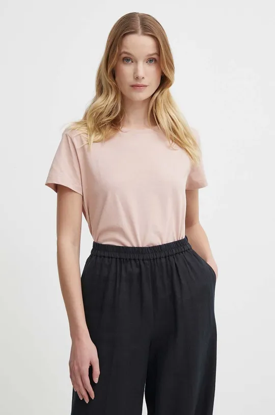 różowy Sisley t-shirt bawełniany Damski