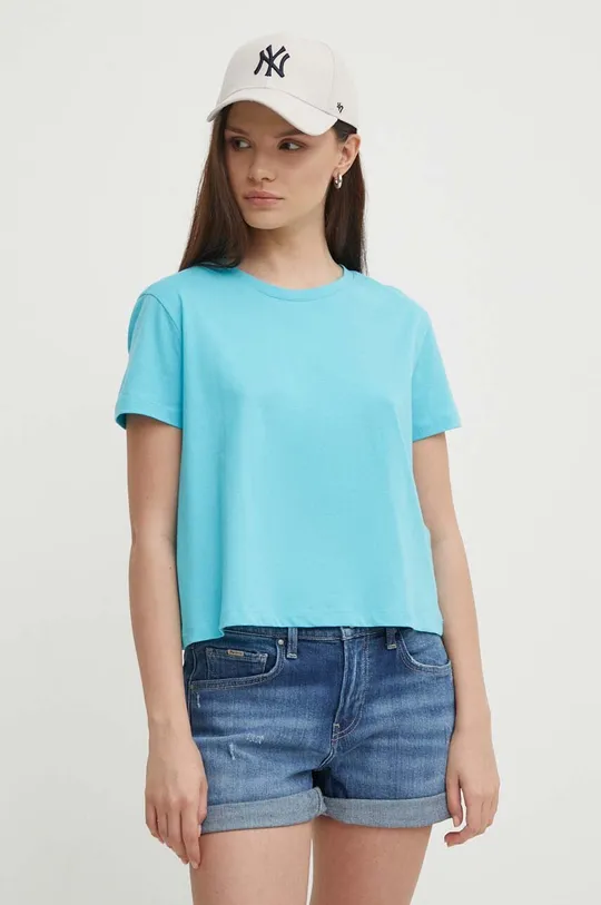 niebieski Sisley t-shirt bawełniany Damski
