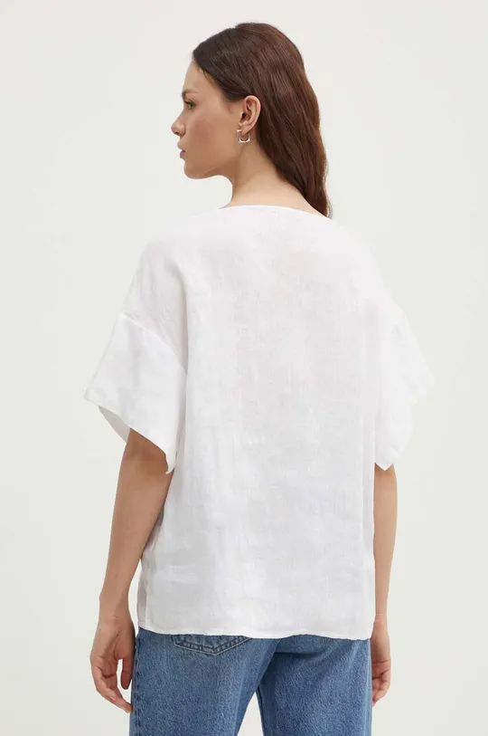 Λευκή μπλούζα Sisley 100% Λινάρι