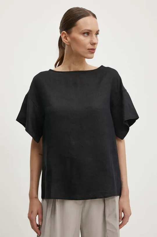 crna Lanena bluza Sisley Ženski