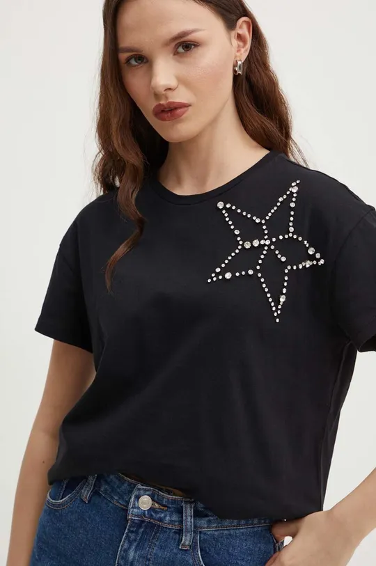 μαύρο Βαμβακερό μπλουζάκι Sisley Γυναικεία