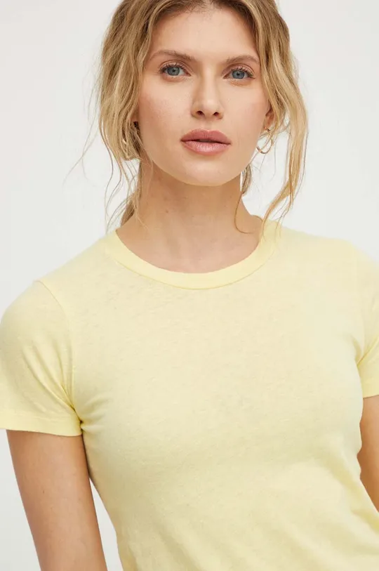 sárga American Vintage pamut póló