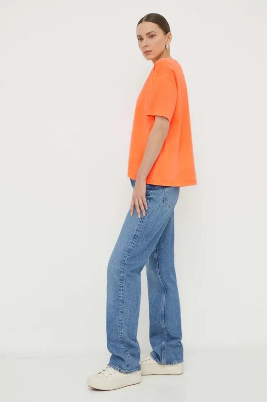 Bavlnené tričko American Vintage  T-SHIRT DROIT MC COL ROND oranžová