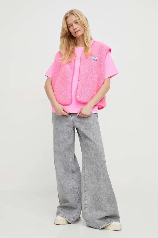 Βαμβακερό μπλουζάκι American Vintage ροζ