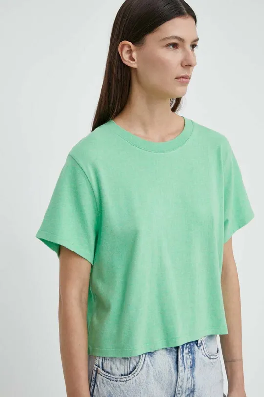 zielony American Vintage t-shirt T-SHIRT MC COL ROND US