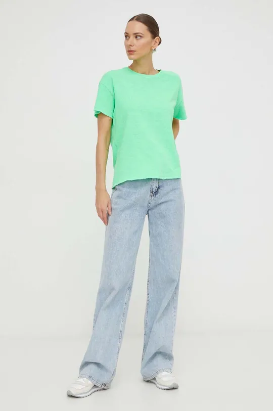 Bavlnené tričko American Vintage  T-SHIRT MC COL ROND zelená