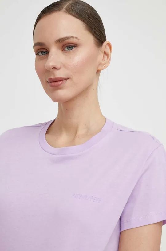 fialová Bavlnené tričko Patrizia Pepe