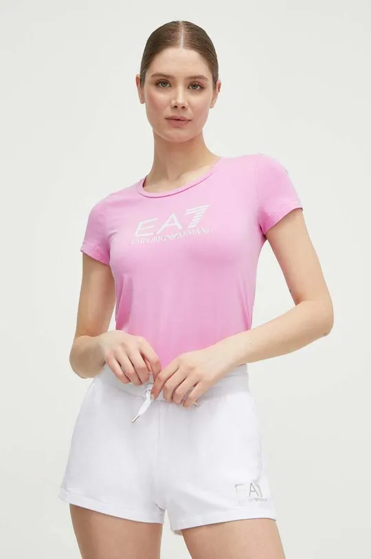 ροζ Μπλουζάκι EA7 Emporio Armani Γυναικεία