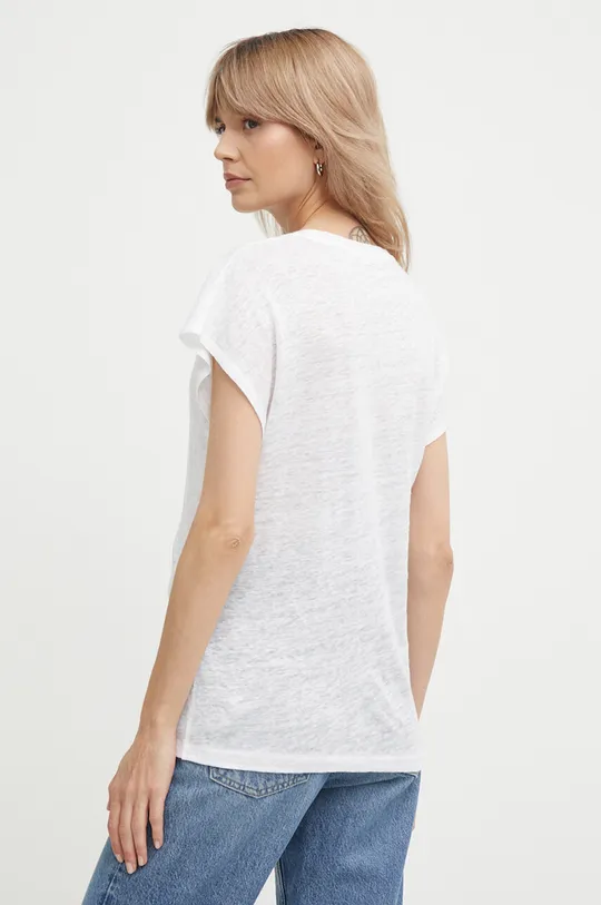 Lanena majica kratkih rukava Calvin Klein bijela