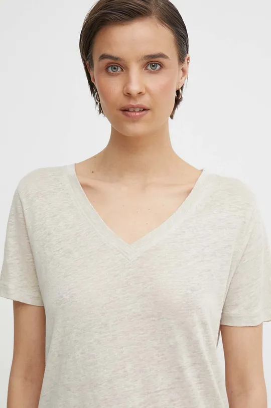 beżowy Calvin Klein t-shirt lniany