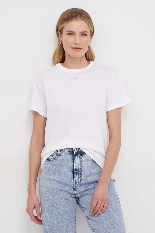 bijela Pamučna majica Calvin Klein Ženski