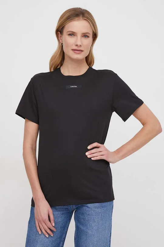 czarny Calvin Klein t-shirt bawełniany Damski