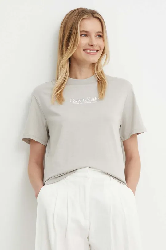 γκρί Βαμβακερό μπλουζάκι Calvin Klein Γυναικεία