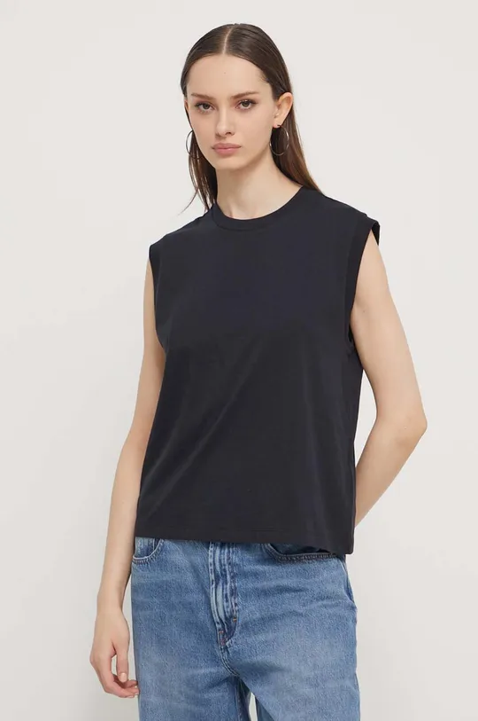 fekete Abercrombie & Fitch pamut top