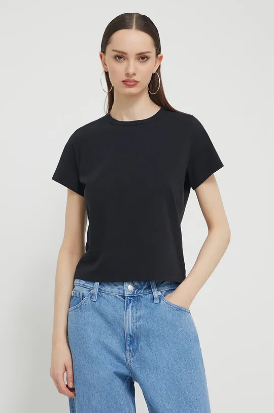 črna Bombažna kratka majica Abercrombie & Fitch Ženski